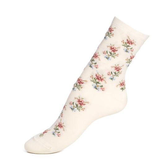 Les Fleurs – Women's Socks in Ecru Cotton