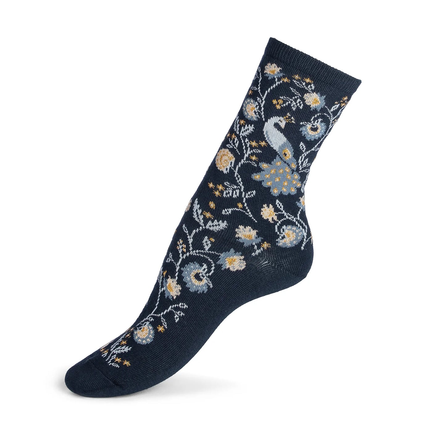 🦚 Les Paons – Women's Socks in Navy Cotton