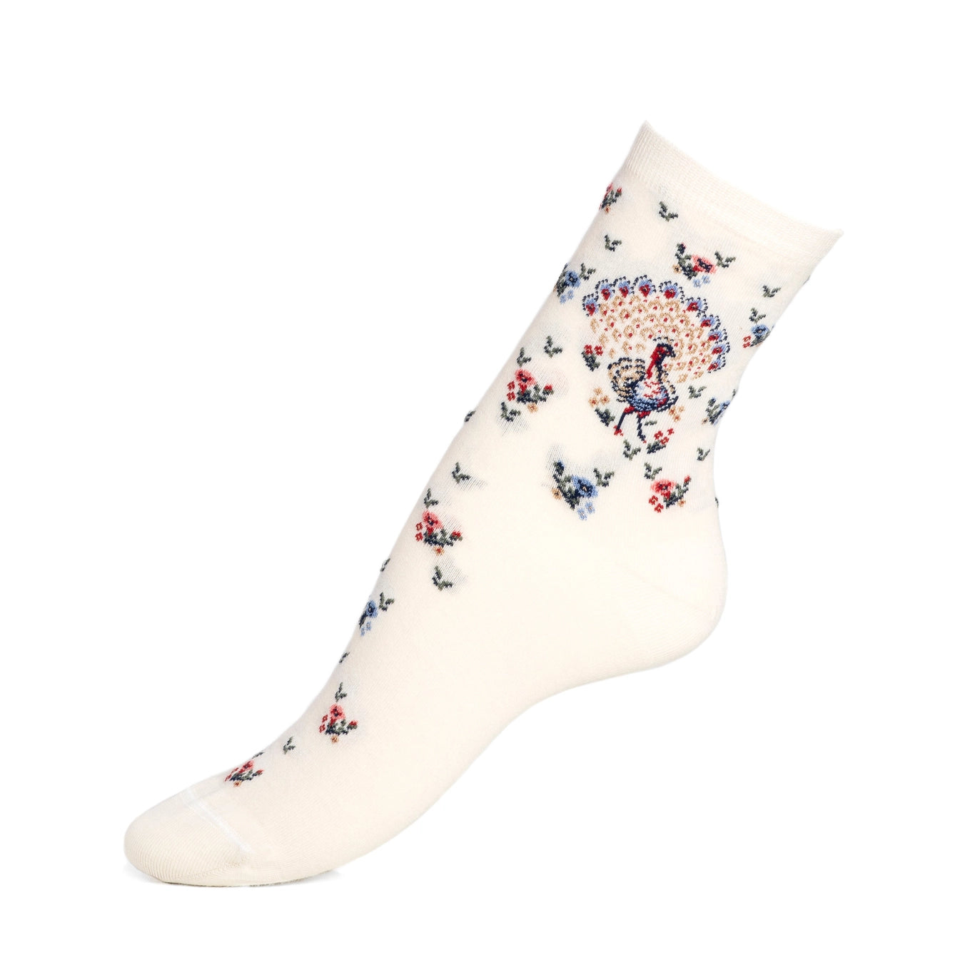 🦚 The Peacock – Women's Socks in Unbleached Cotton