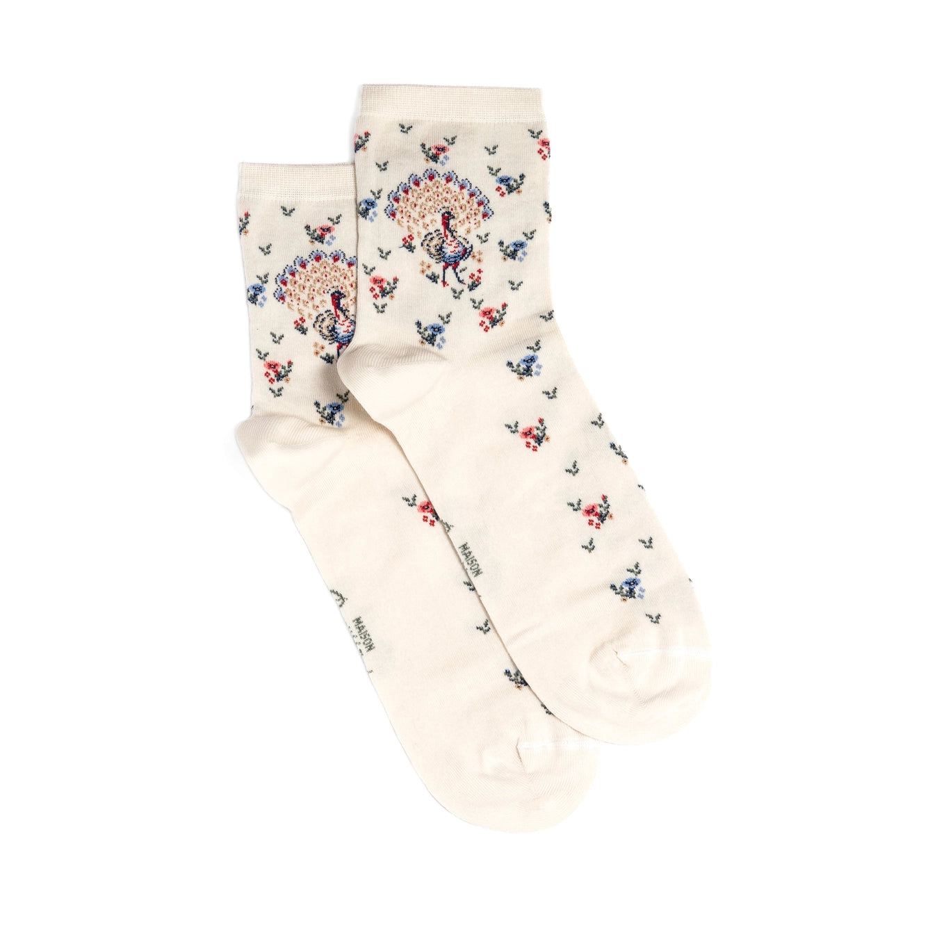 🦚 The Peacock – Women's Socks in Unbleached Cotton