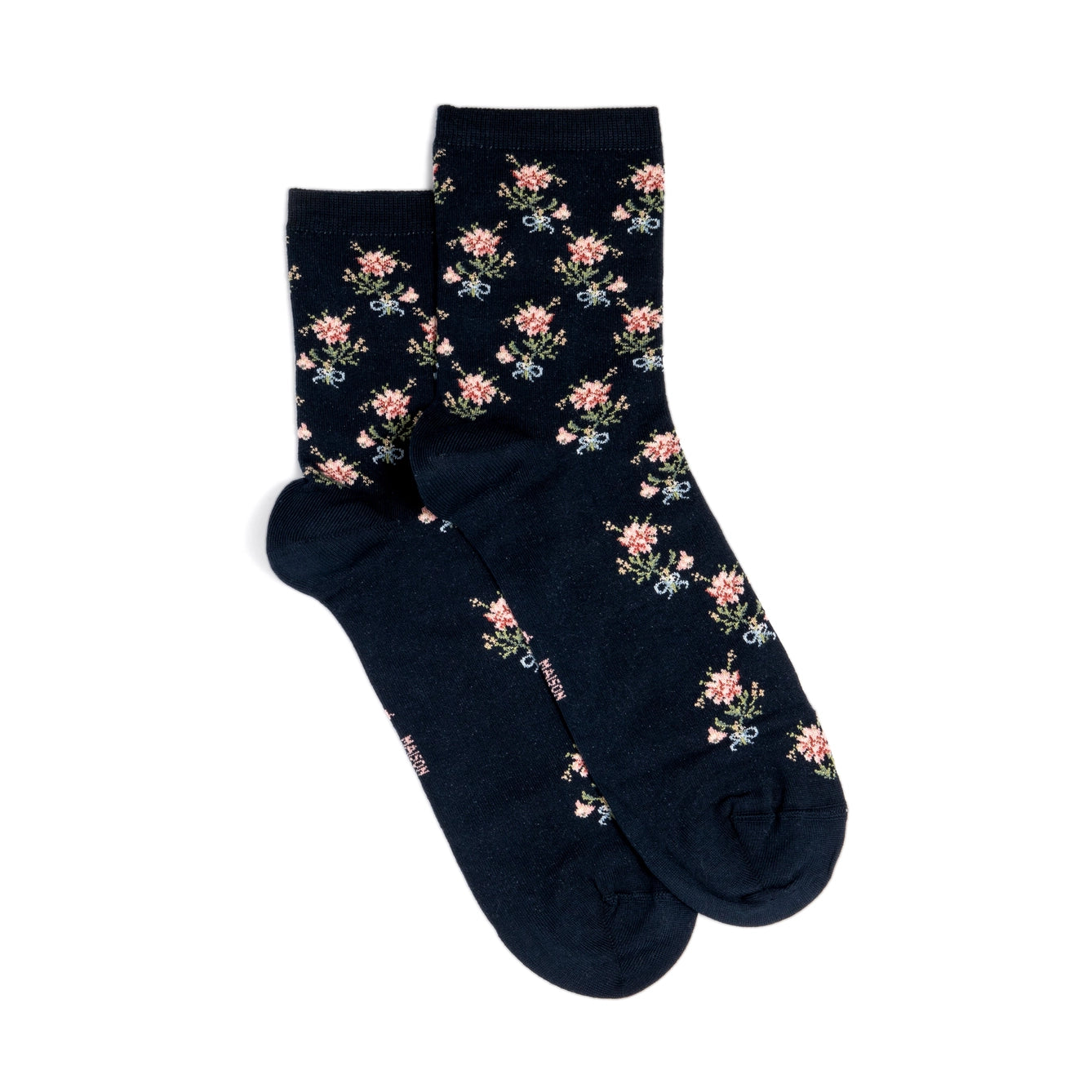 🌸 Les Fleurs – Women's Socks in Navy Cotton
