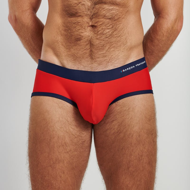 Red swim brief - embroidery