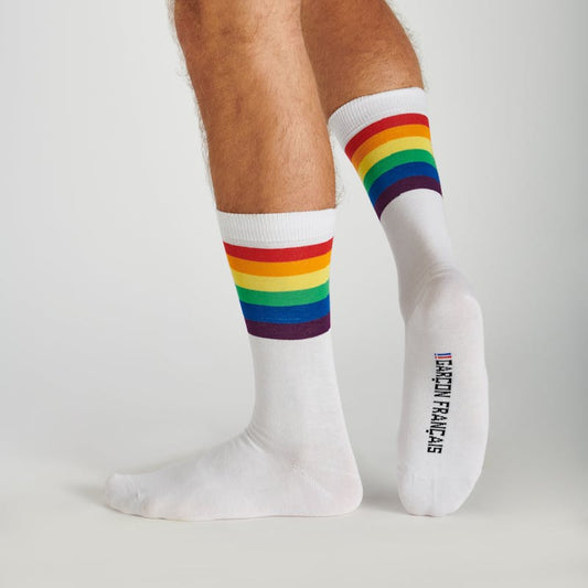 White & Rainbow city socks