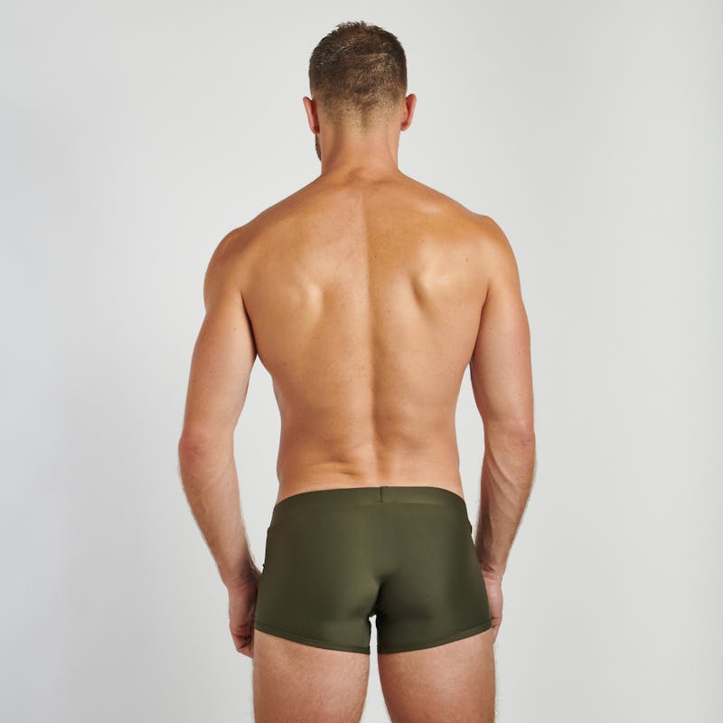 Khaki swim trunk - embroidery