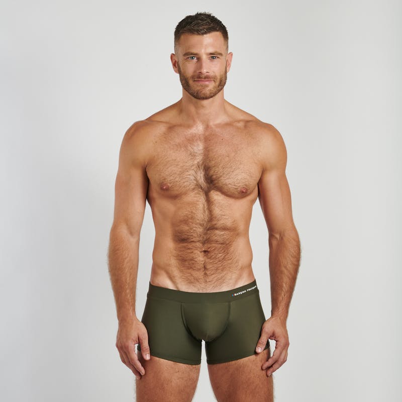 Khaki swim trunk - embroidery