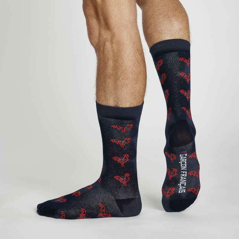 Origami red rooster socks