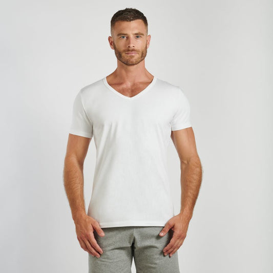 White t-shirt V-neck - Essential